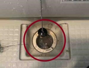 排水口の汚れ（トラップの上）